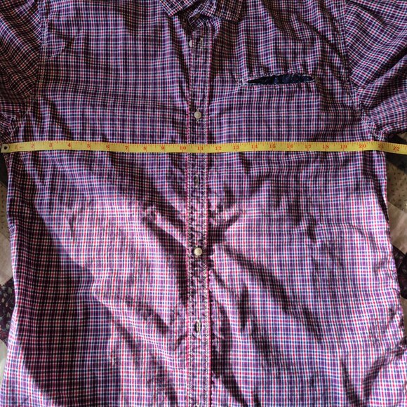 Scotch & Soda Red and Blue Casual Button Down Shirt - Picture 9 of 10